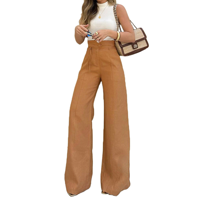 Damen Weite Palazzo-Hosen mit eleganter Bundfalten-Detail WW