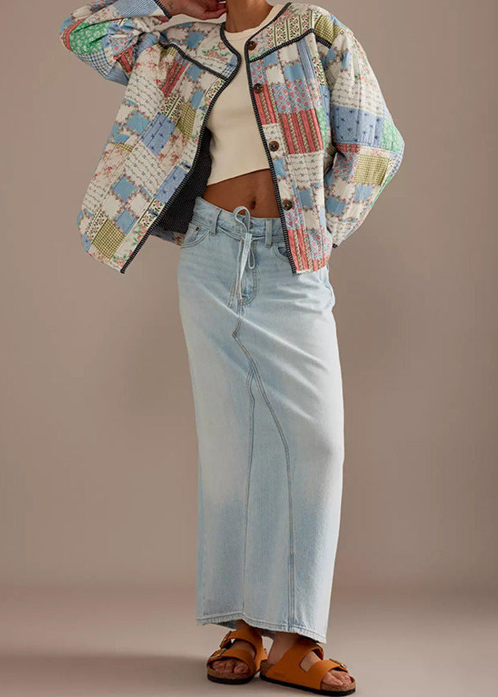WW | Patchwork - Cotton Quilted Jacket with Round Neck