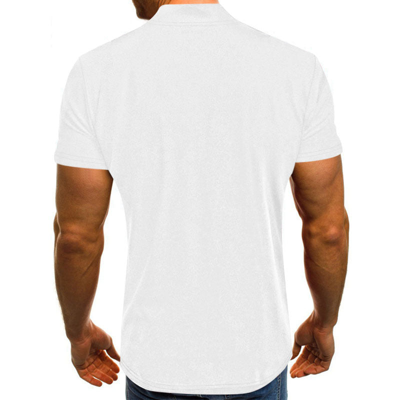 Men's Short Sleeve Shirt with Fashionable Zipper WW