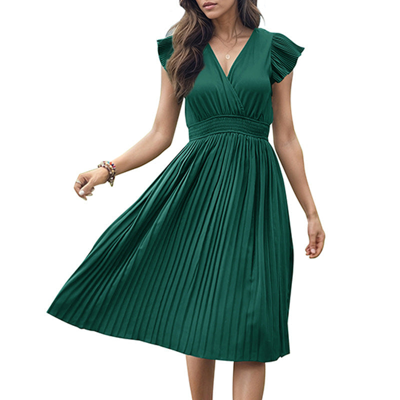 Damen Midikleid mit elegantem Plisseedetail und V-Ausschnitt WW
