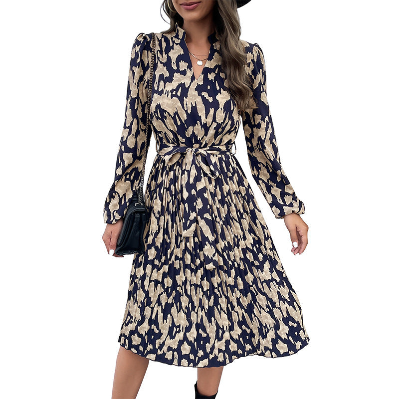Damen Midi-Kleid mit tailliertem Schnitt und modischem Bindegürtel WW