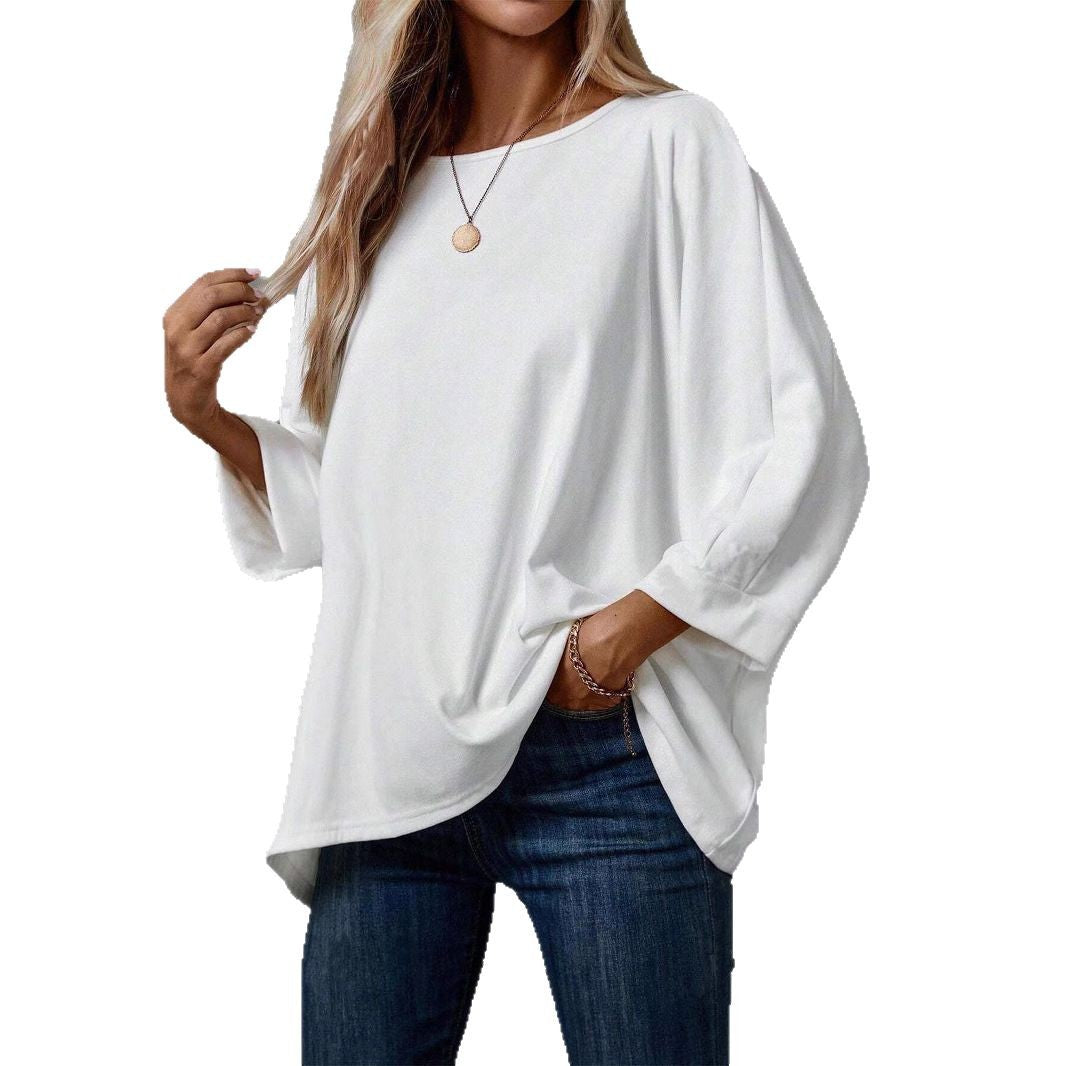 Damen lässiges Oversized T-Shirt mit weitem Schnitt und stylischem Rundhalsausschnitt WW