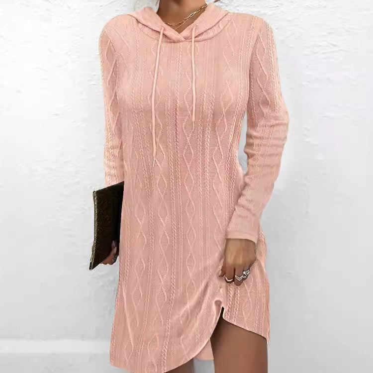 Damen Hoodie-Kleid mit Struktur und seitlichem Schlitz WW
