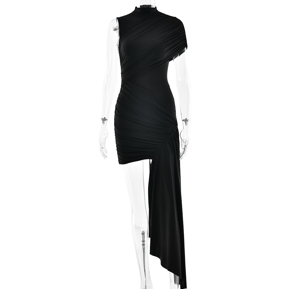 Damen figurbetontes Minikleid mit asymmetrischer Drapierung W&W