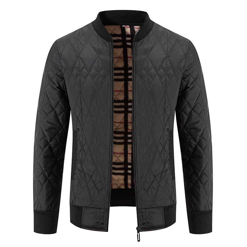 WW | Herren Winter Steppjacke mit vorderem Reißverschluss und Bündchen