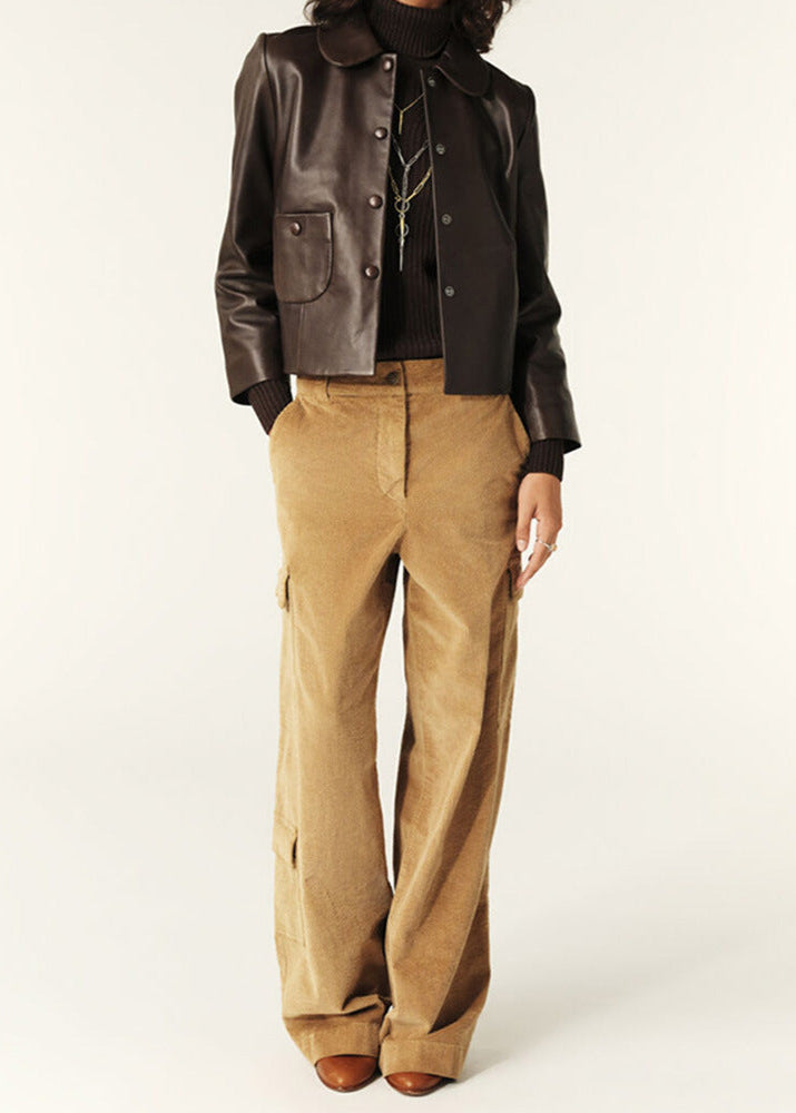 WW | Cropped Button-Down Faux Leather Jacket