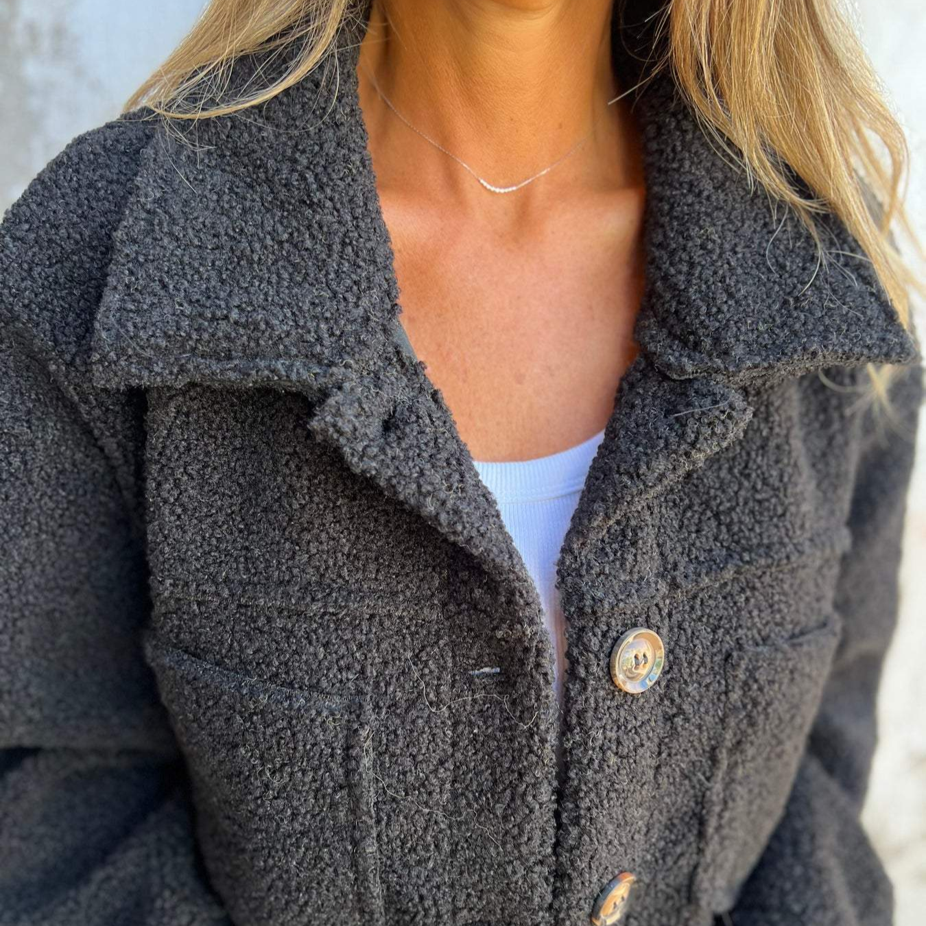 WW | Damen Lange Ärmel Teddy Jacke Gemütlicher Winterstil