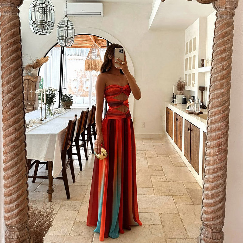 Sofia – Batik Ombre Cut-Out Maxi Dress