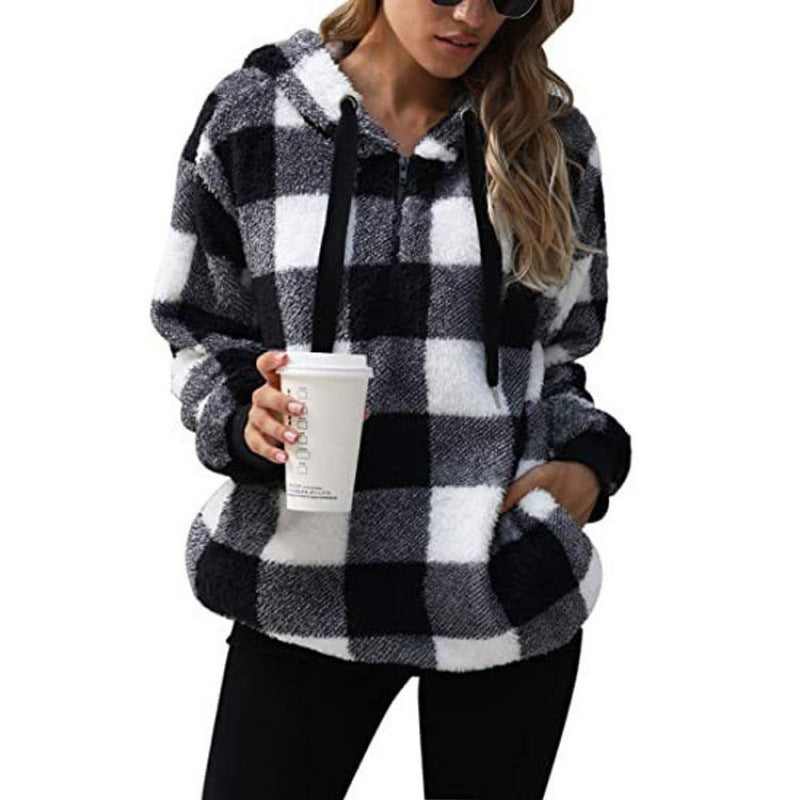 WW | Frauen Kontrollierte Hohe Kragen Hoodie Gemütlicher Stil