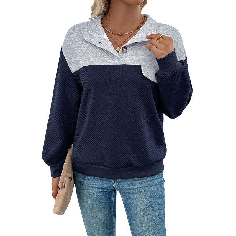 Damen lässiger Sweatpullover mit strukturiertem Design und Knopfdetails WW