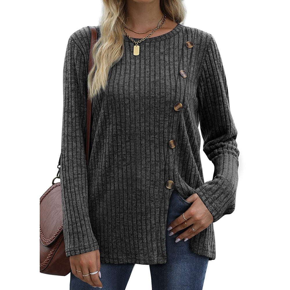 WW | Eleganter und lässiger Winteroberteil mit Knopfleiste für Frauen