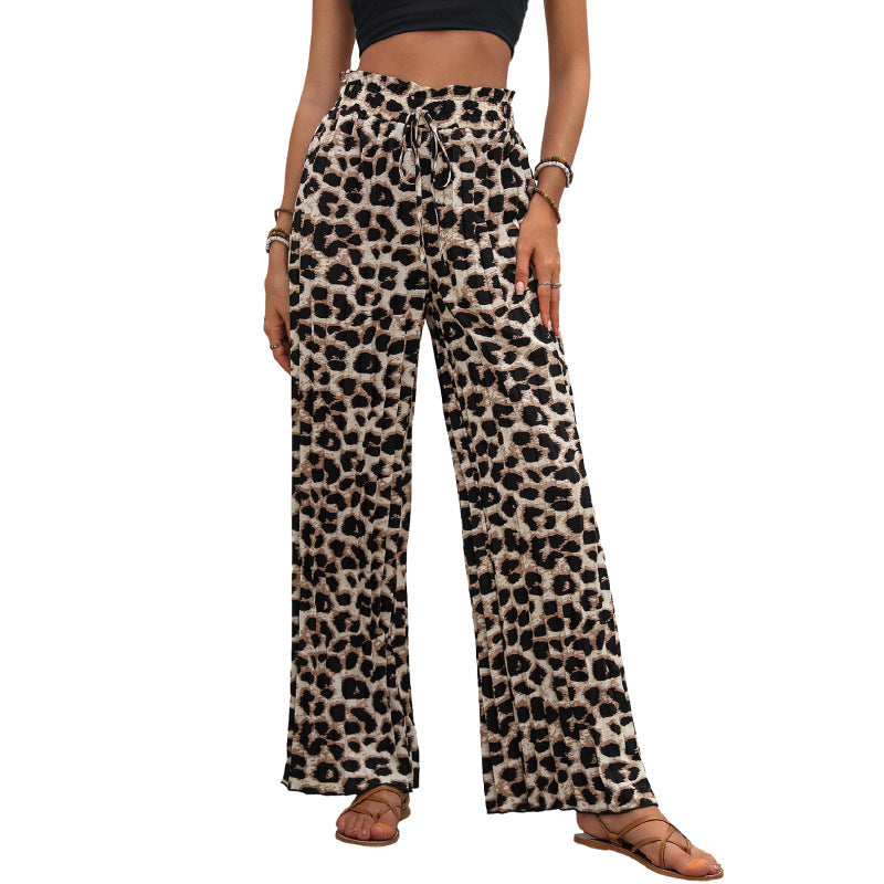 Damen Palazzo-Hose mit stylischem Leoprint und elastischem Taillenzug WW