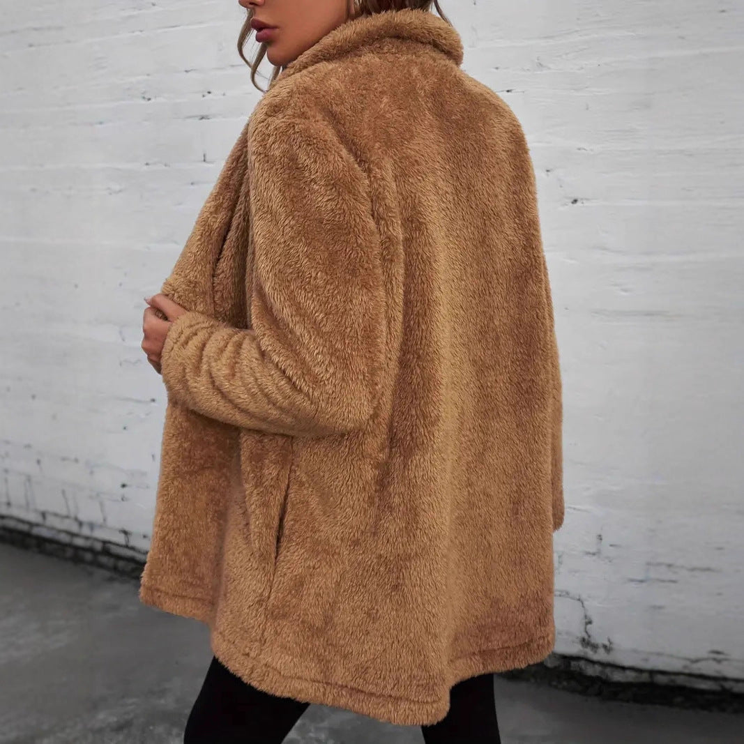 WW | Frauen Fluffy Offene Jacke Weiches Überwerfen