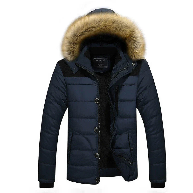 WW | Padded Slim Fit Puffer Jacket Detachable Faux Fur Hood Ribbed Cuffs