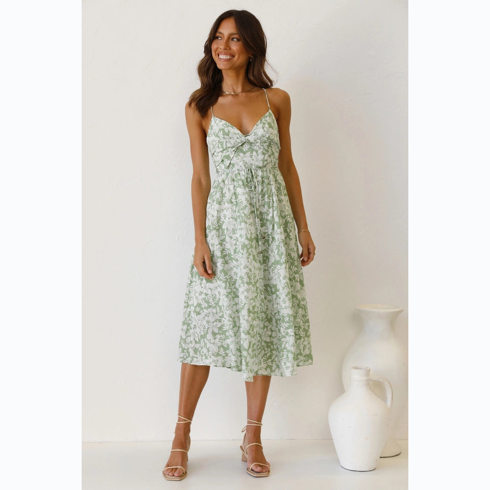 Damen Midikleid mit floralem Muster und verstellbaren Spaghettiträgern WW