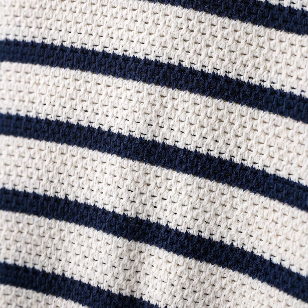 Damen Kurzarm-Strickjacke mit auffälligem Streifenmuster und zeitlosem Design WW