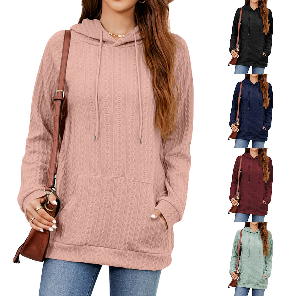 Damen Hoodie mit strukturiertem Muster und praktischer Kängurutasche WW