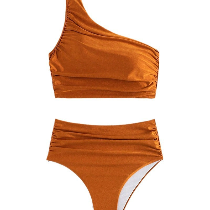 Damen High-Waist Bikini-Set mit asymmetrischem Oberteil WW