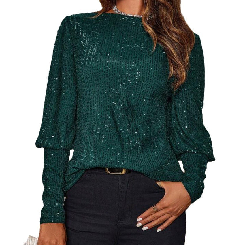 Damen Glitzerndes Langarmshirt mit strukturiertem Design WW