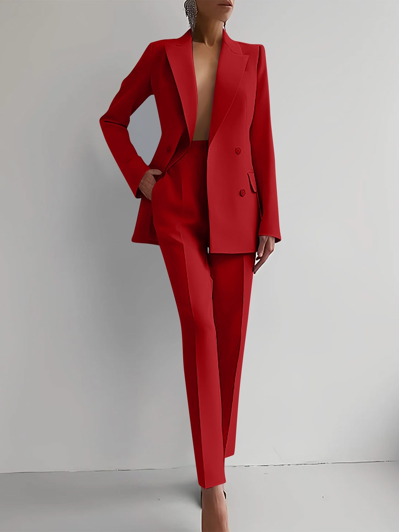 Damen Elegantes Doppeltes Blazer-Hosen-Set WW