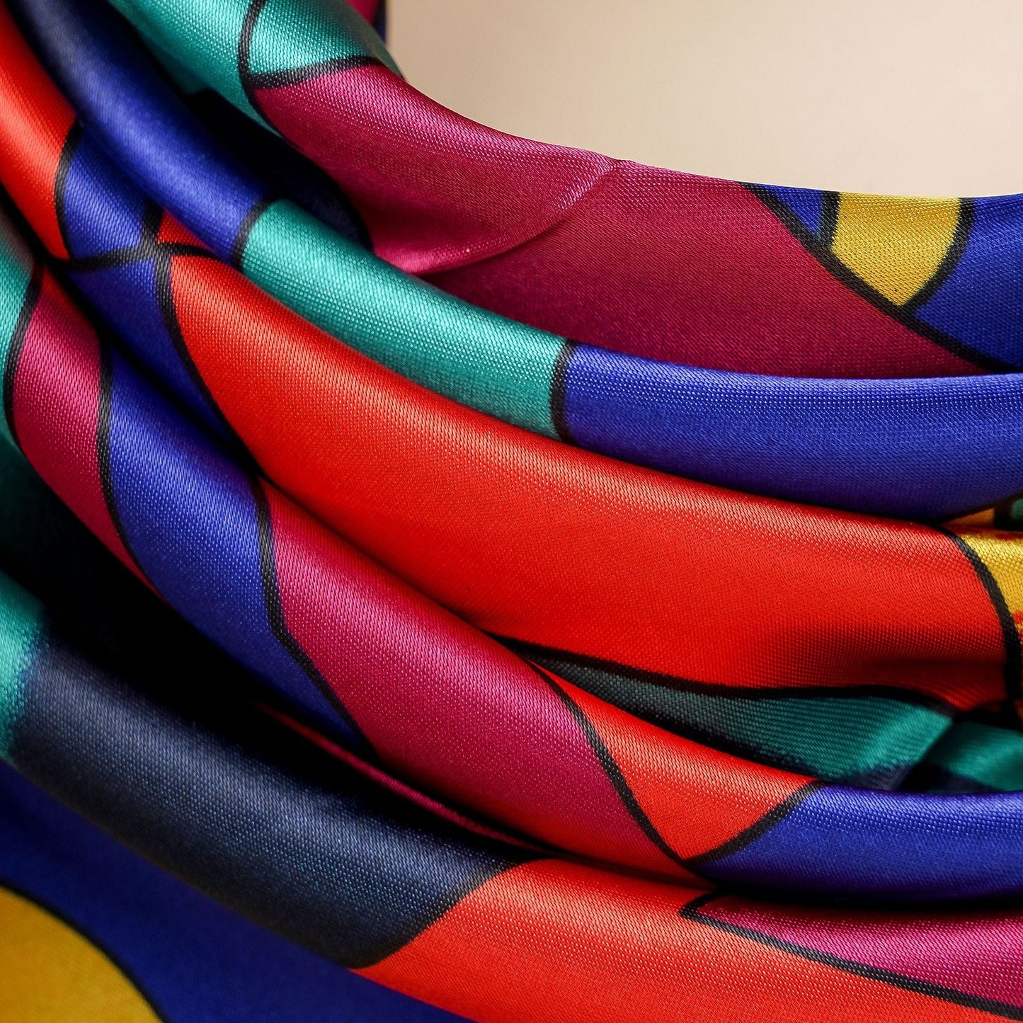 Women's Silk Scarf with Modern Graphic Design WW
