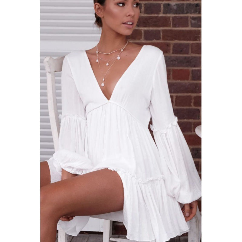 Damen Boho-Chic Strandkleid mit lockeren Ärmeln WW