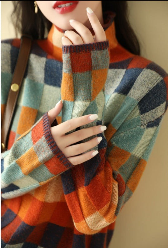 W&W - Eleganter Print Rollkragenpullover