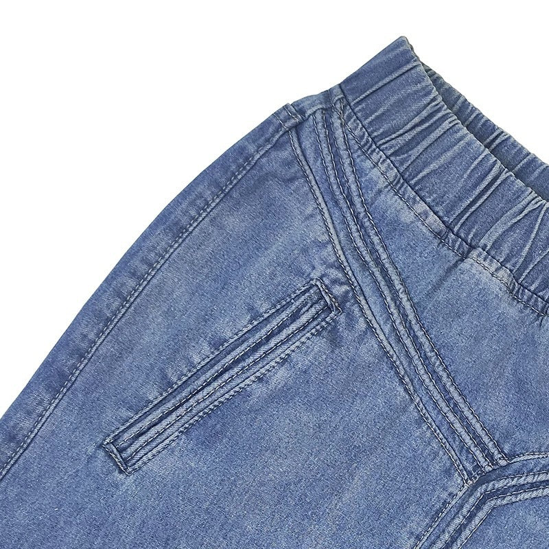 WW | Damenweite Schößchen Genähte Denim Maxirock