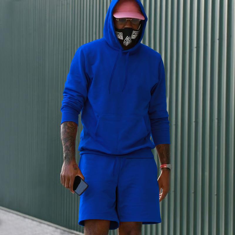 Men's sporty hoodie and shorts set made of high-quality sweatshirt fabric WW