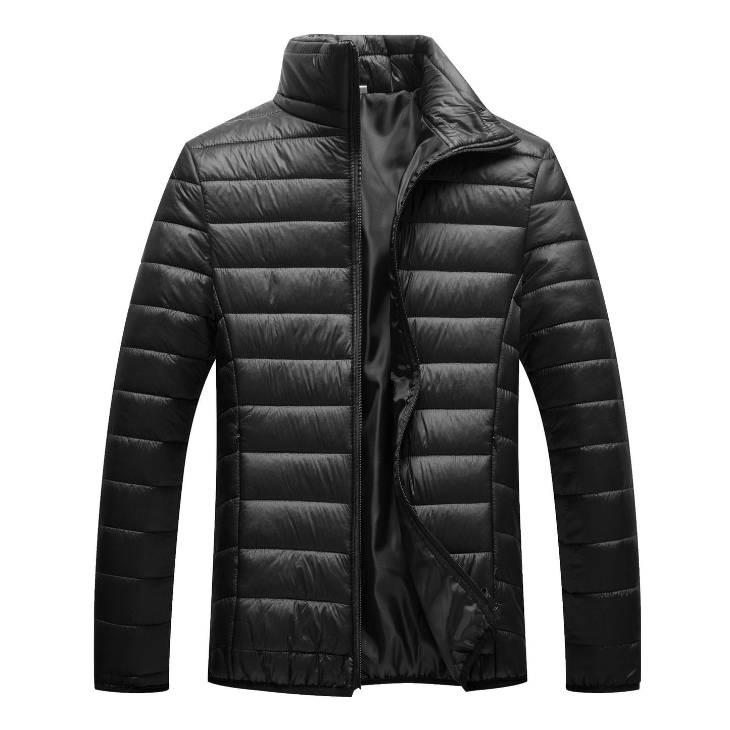 WW | Herren Winter Steppjacke mit vorderem Reißverschluss und Stehkragen