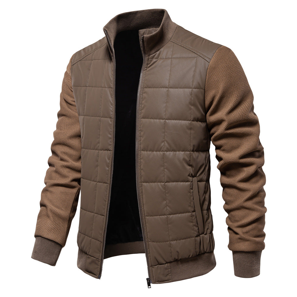 WW | Men's Winter Quilted Jacket With Ribbed Cuffs And Zipper Closure