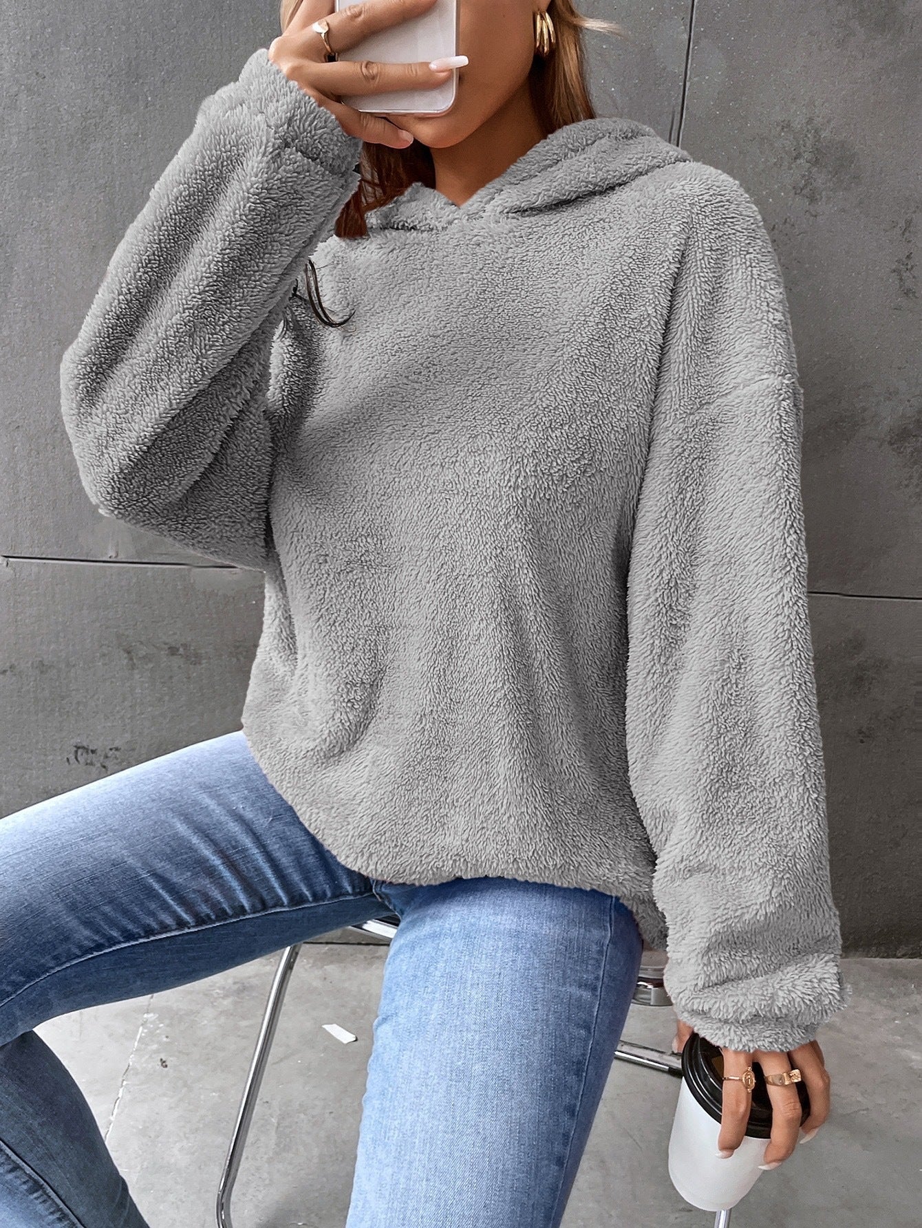 WW | Hooded Fleece Oversized Fit Cropped Length Long Sleeves