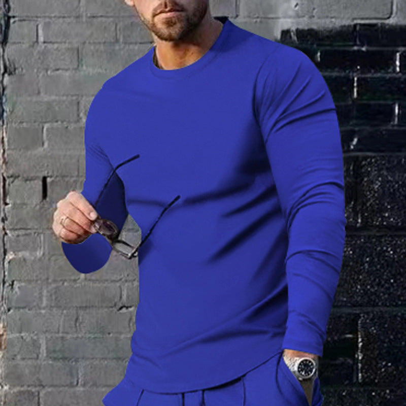 Men's long-sleeved T-shirt with a fashionable cut and high-quality cotton blend WW