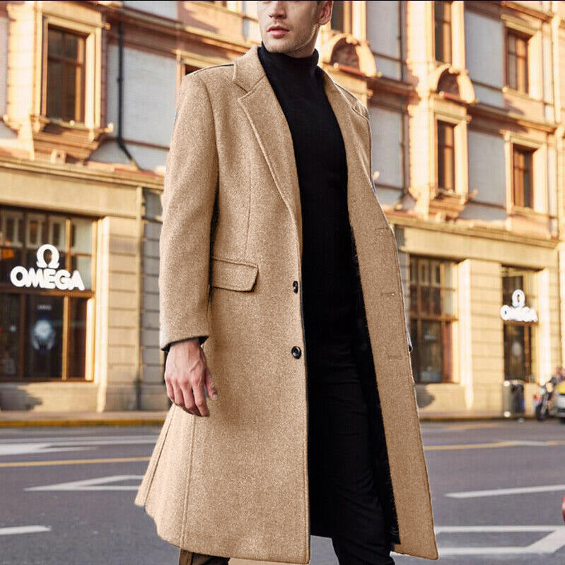 Herren eleganter, klassischer Schnitt Mantel mit hohem Kragen WW