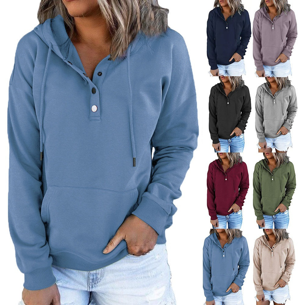 Damen Kapuzenpullover mit Knopfleiste und lässigem Schnitt WW