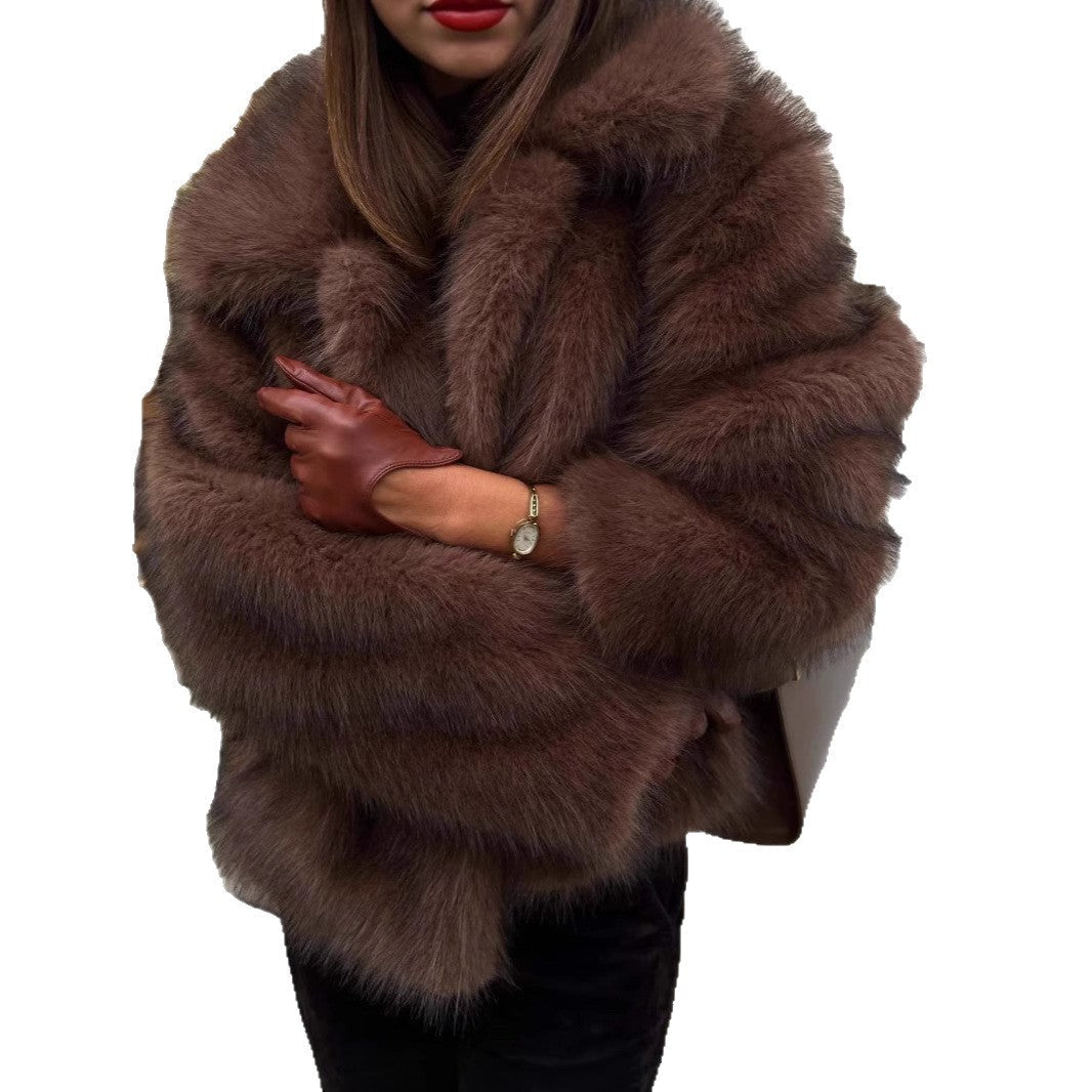 Damen Luxuriöse Kapuzenjacke aus hochwertigem Kunstpelz WW