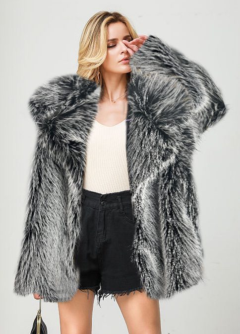 WW | Kunstfellmantel - Aussagekräftige Winteroberbekleidung - Voluminöses Design - Kältewetter-Chic