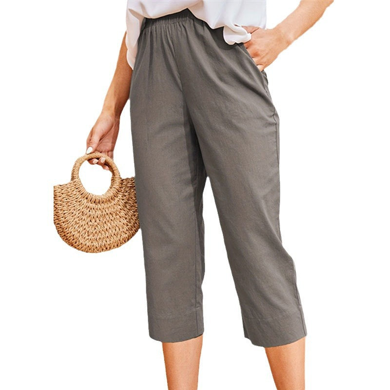 Damen bequeme Leinen-Hose mit elastischem Bund W&W