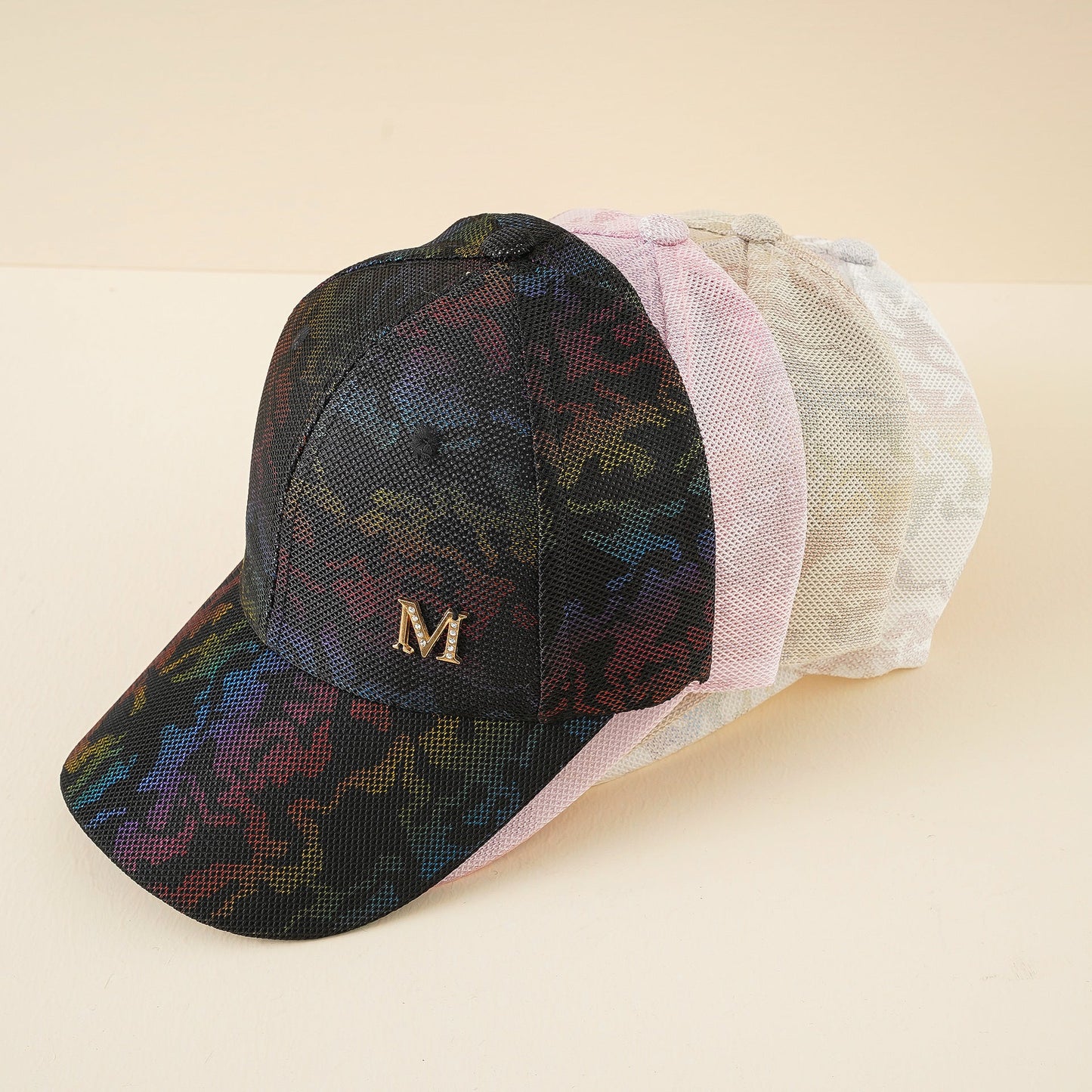 Damen modische Baseball-Cap mit stilvollem Mesh-Design und Glitzer-Applikation WW