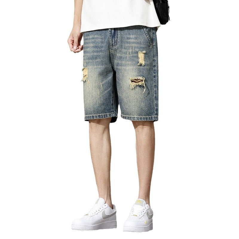 Men's denim shorts with a stylish distressed effect and a casual cut WW
