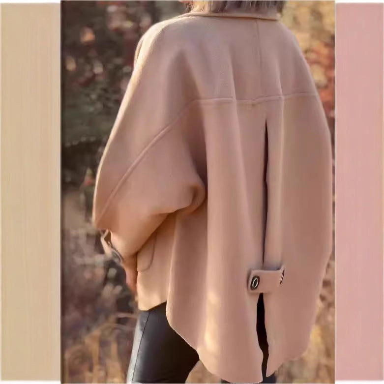 Women's soft wool jacket with shoulder yoke and button details WW