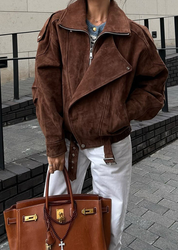 WW | Suede Moto Bomber Jacket