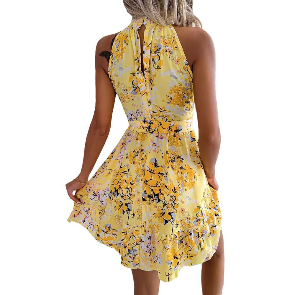 Damen Sommerliches Minikleid mit elegantem Halsausschnitt und floralen Details WW