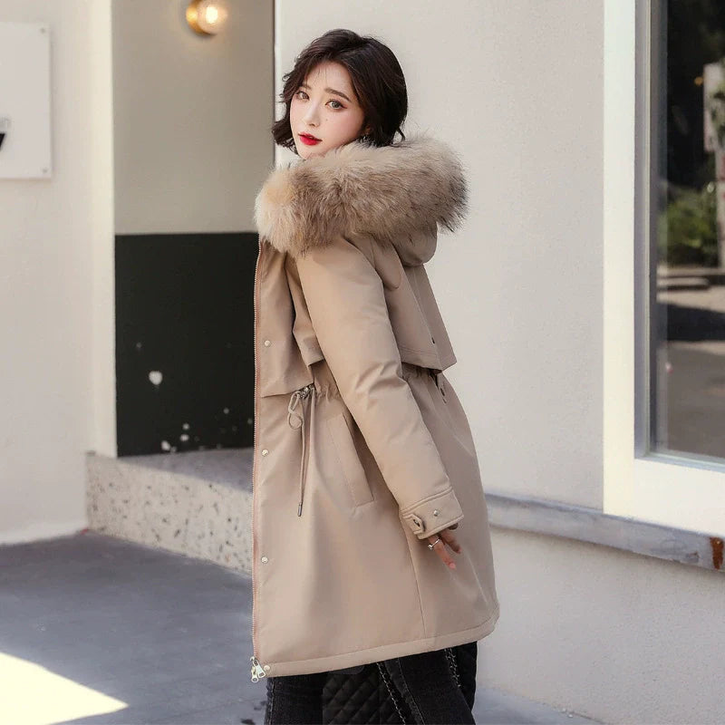 Damen Winterparka mit abnehmbarer Kapuze und Kunstfellbesatz WW