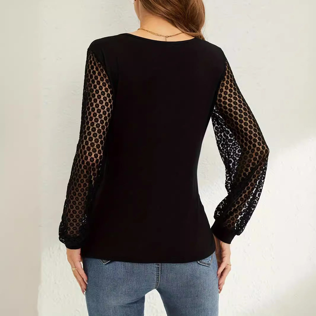 WW | Puff Lantern Sleeve Loose Cross T-Shirt Top