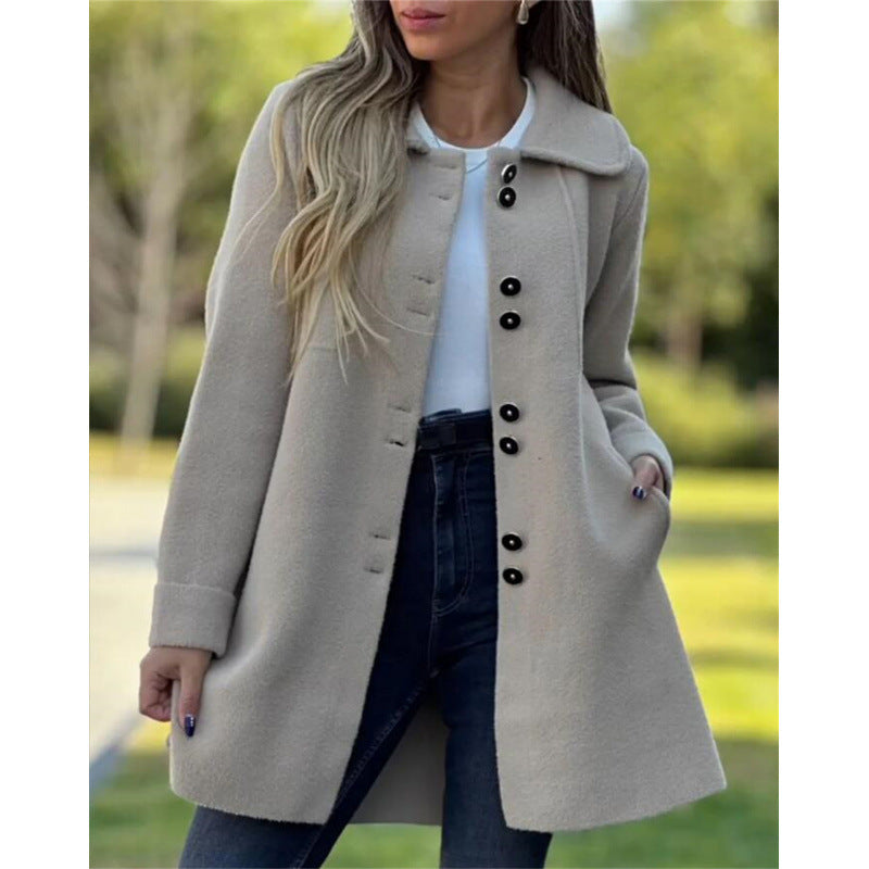 WW | Wool Fitted model Wide collar Single-breasted mid-length