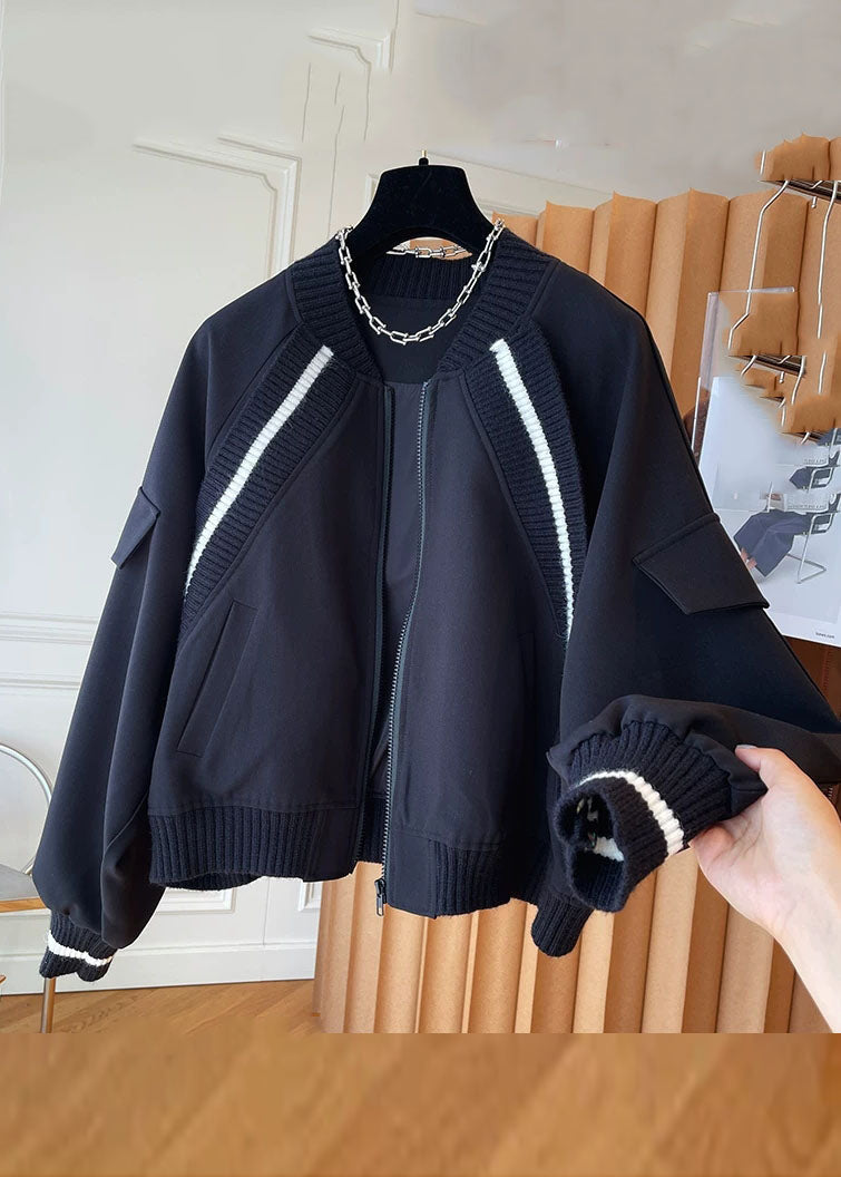 WW | Coffee Knit Patchwork Zipper Jackets