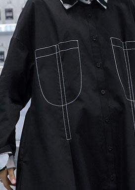 WW | schwarze Mode Mäntel Damen Blusen Stoffe seitlich offene Mäntel