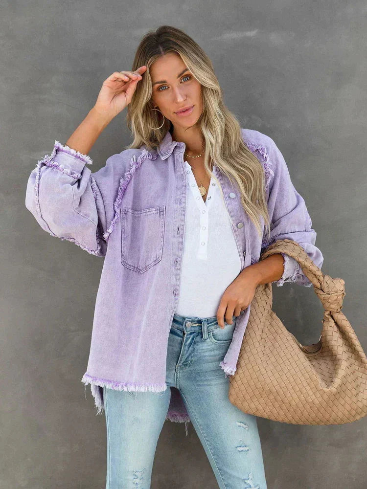 WW | Denim Jacke Lockere Passform Zerrissen Jeansjacke Damenjacke