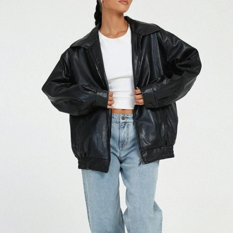 WW | Lederjacke Schwarz Braun Lederjacke Damen Lederjacke